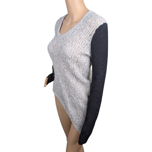 Helmut Lang Plaited Boucle Mohair Alpaca Asymmetric Colorblock Tunic Sweater S - Picture 7 of 11